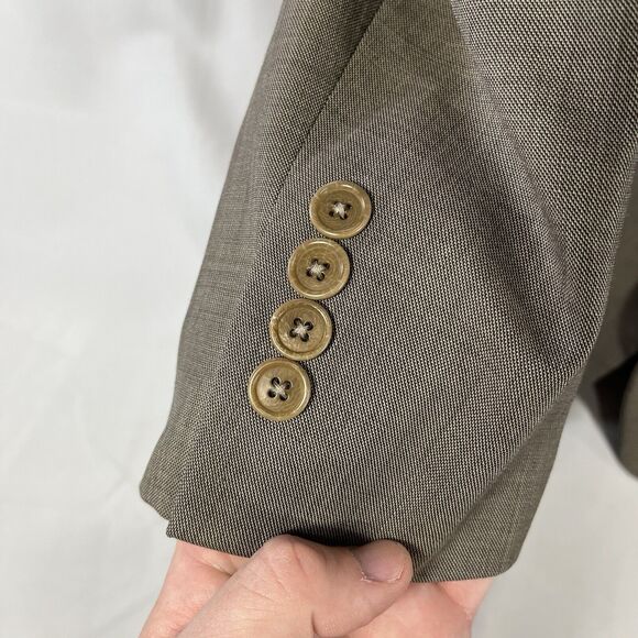 BROOKS BROTHERS BLAZER APPROX MENS 44 BEIGE BROWN TWO BUTTON WOOL SINGLE BREAST - Picture 4 of 12